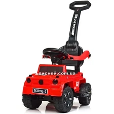 Детская каталка-толокар M 3899 L-3 Mercedes, кожаное сиденье, красная